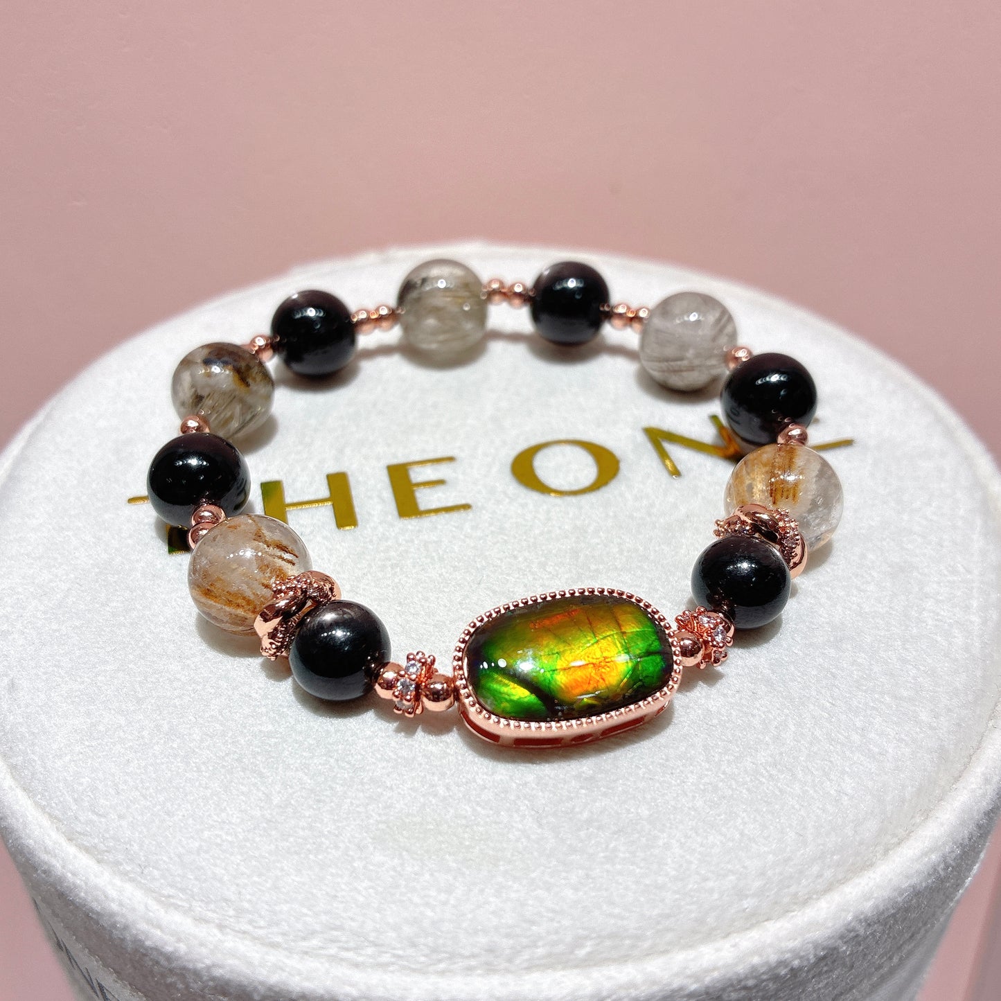 精品*雪霜幽靈髮晶 x 斑彩石