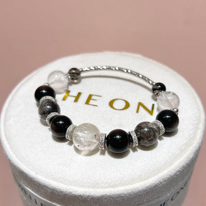 銀曜石 x 白晶共生黃鐵礦