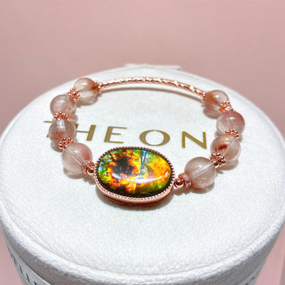 精品*粉兔毛 x 斑彩石