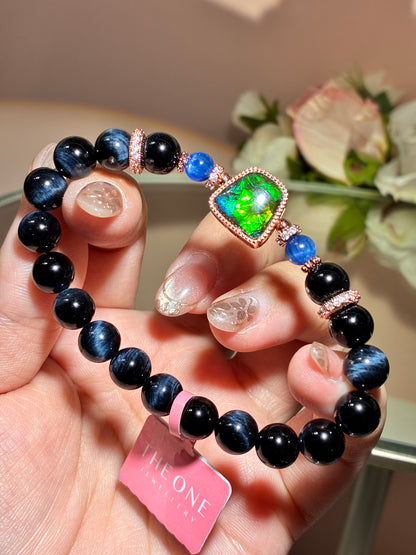 精品*藍虎眼石 x 斑彩石