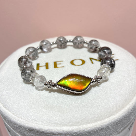 頂級*羽毛黑極光 x 斑彩石