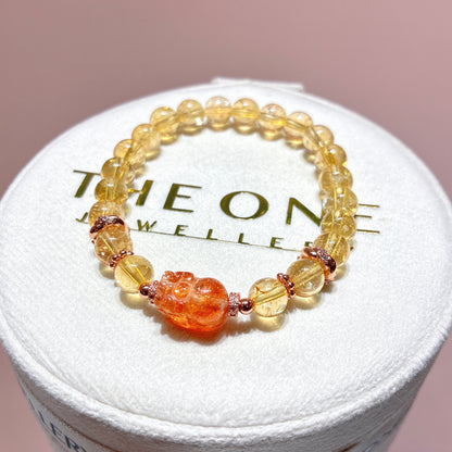 精品*黃水晶 x 金草莓太陽石貔貅