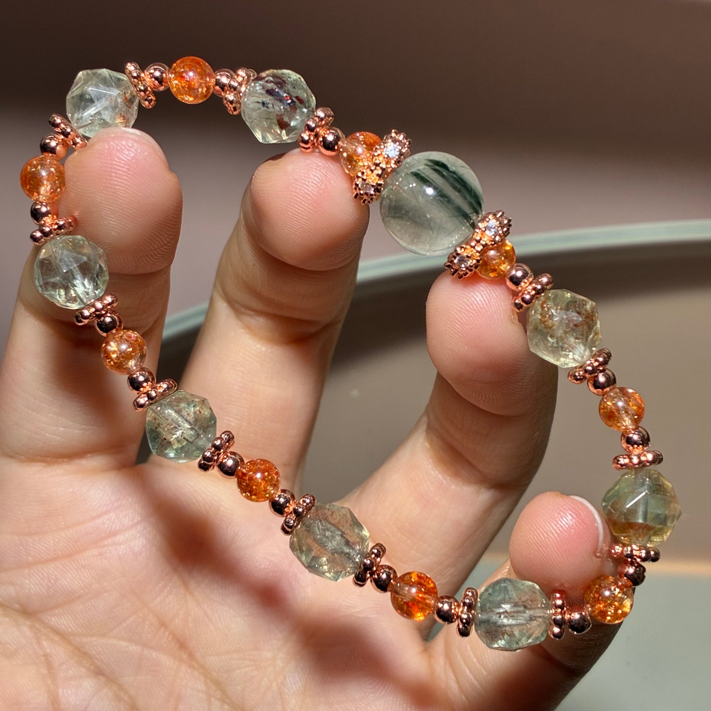 精品*綠長石 x 金草莓太陽石