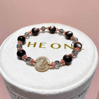 精品*黑順髮晶 x 銀曜石