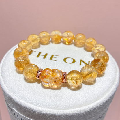 精品*黃水晶 x 黃膠花貔貅