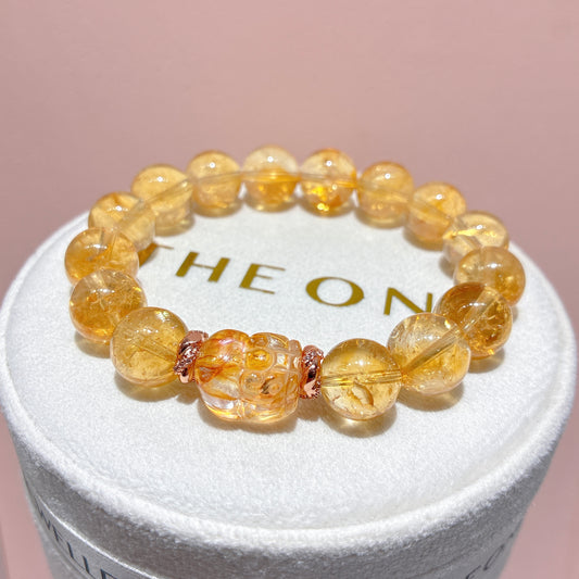 精品*黃水晶 x 黃膠花貔貅