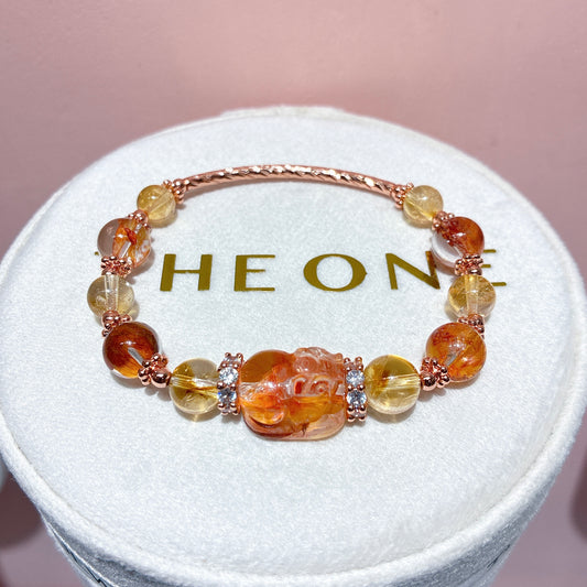 精品*橙紅膠花 x 膠花貔貅