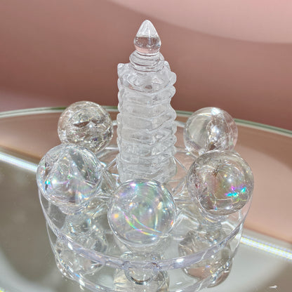 天然白阿賽·白水晶文昌塔