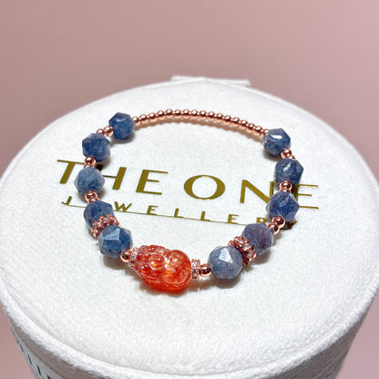 精品*血滴堇青石 x 金草莓太陽石貔貅
