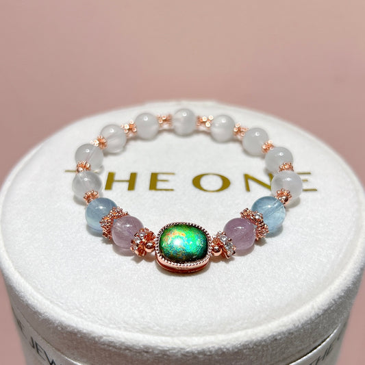 精品*灰藍兔毛 x 斑彩石