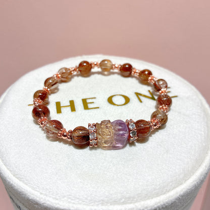 精品*巴西銅順髮晶 x 紫黃晶貔貅