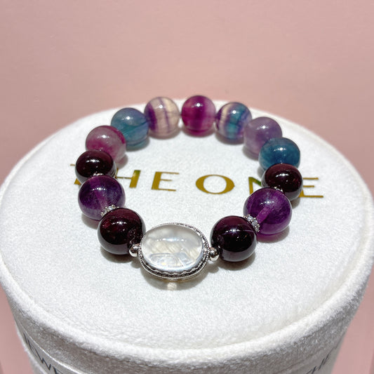 頂級*彩螢石 x 藍針石