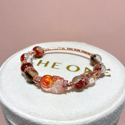 頂級*紅泥骸骨閃靈鑽 x 錦鯉膠花貔貅