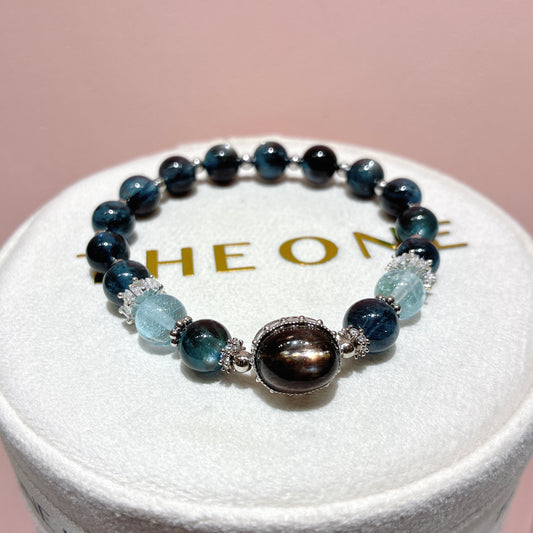 精品*魔鬼海藍寶 x 黑金太陽石