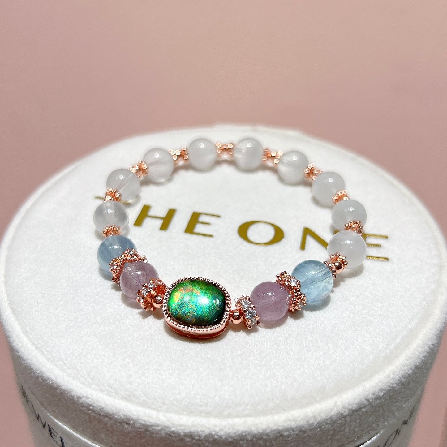 精品*灰藍兔毛 x 斑彩石