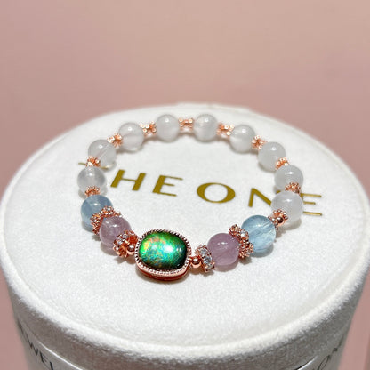 精品*灰藍兔毛 x 斑彩石