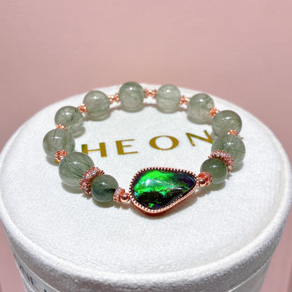 精品*綠髮晶 x 斑彩石