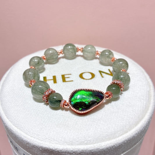 精品*綠髮晶 x 斑彩石