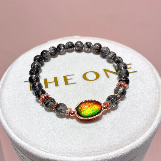 精品*黑髮晶 x 斑彩石