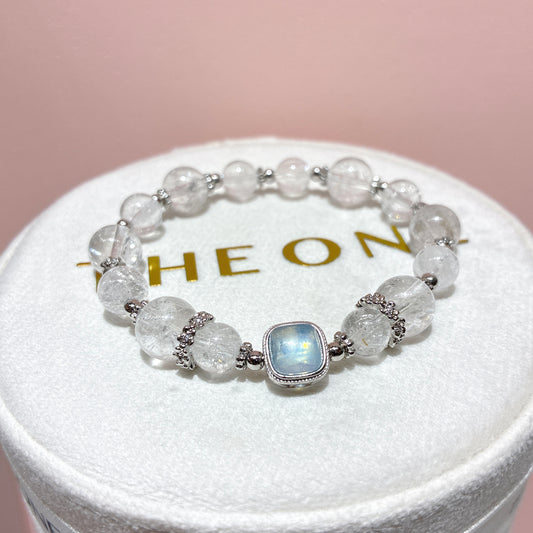 精品*白閃靈鑽 x 海藍寶