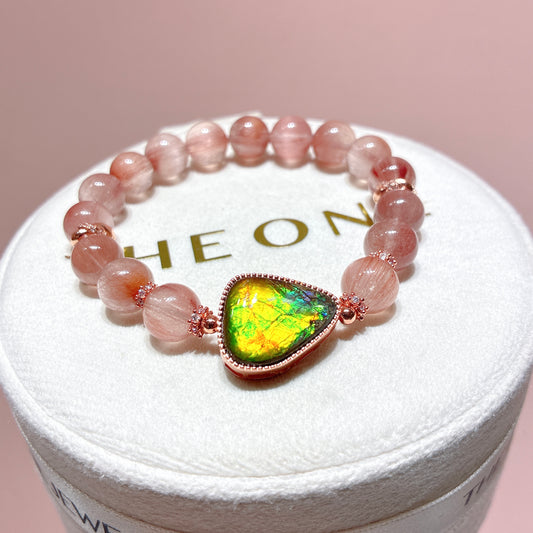 精品*粉兔毛 x 斑彩石