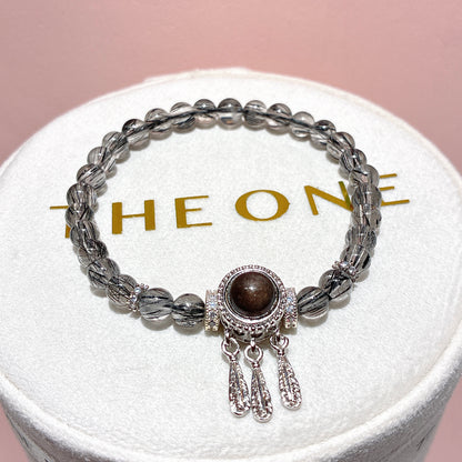 精品*黑順髮晶 x 銀曜石