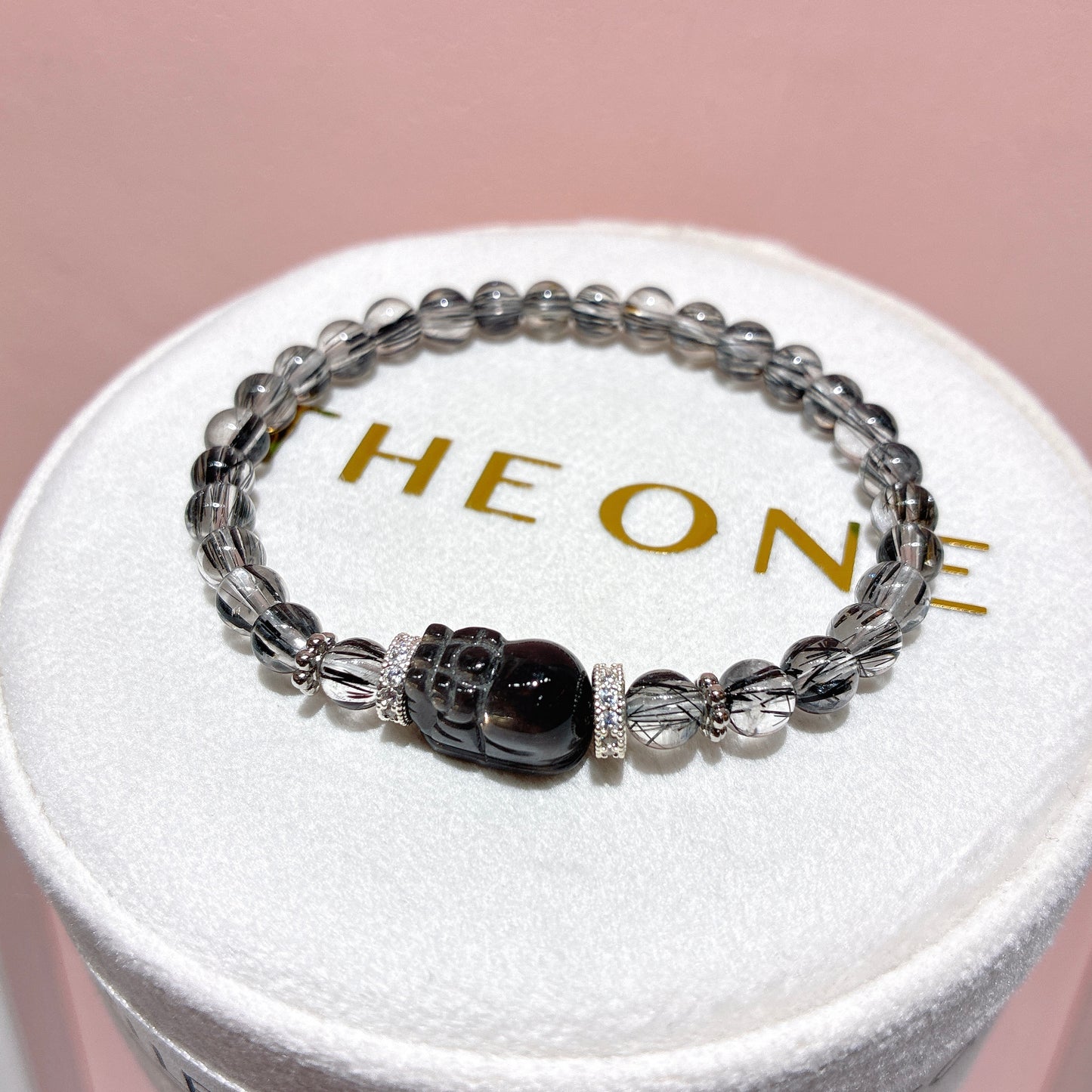 精品*黑順髮晶 x 黑金太陽石貔貅