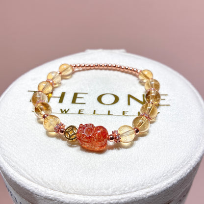 精品*黃水晶 x 金草莓太陽石貔貅
