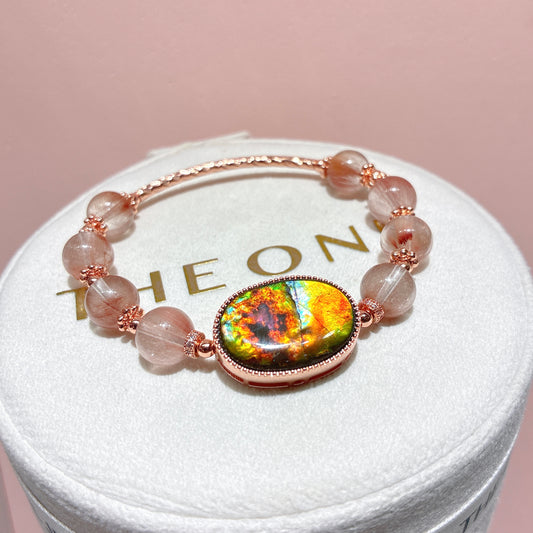 精品*粉兔毛 x 斑彩石