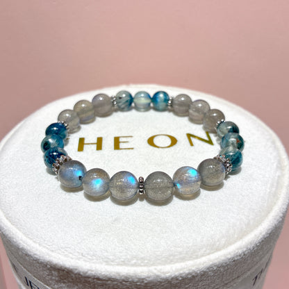 精品*拉長石 x 藍晶石共生赤鐵礦