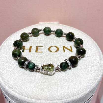 Fine green hair crystal x green meteorite