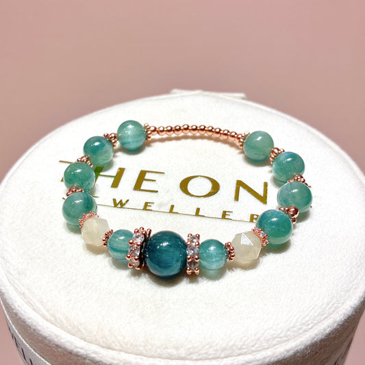 Fine Blue Green Crystal x Moonstone