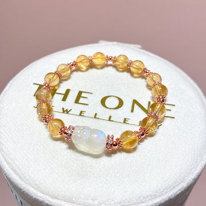 精品*黃水晶 x 月亮石貔貅