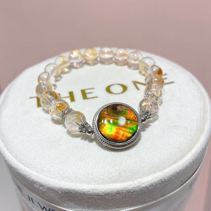 精品*金魚黃膠花 x 斑彩石