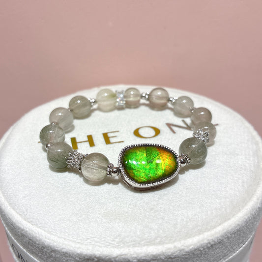 精品*綠兔毛 x 斑彩石