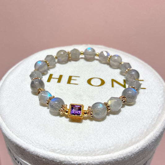 精品*拉長石 x 薰衣草紫晶