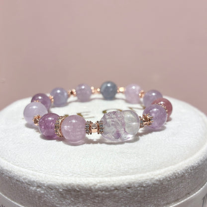 精品*尖晶石 x 彩螢石貔貅