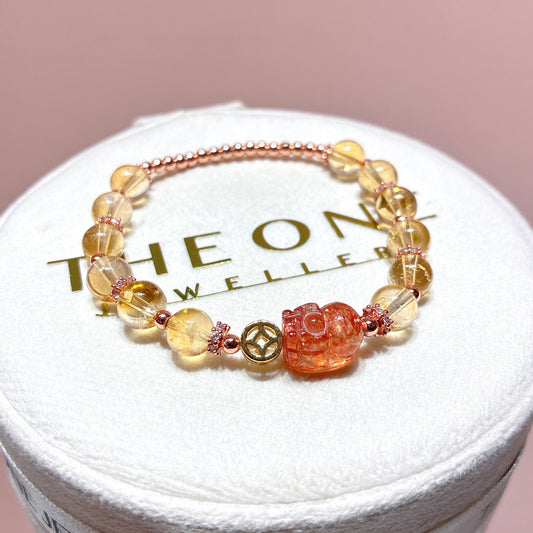 精品*黃水晶 x 金草莓太陽石貔貅