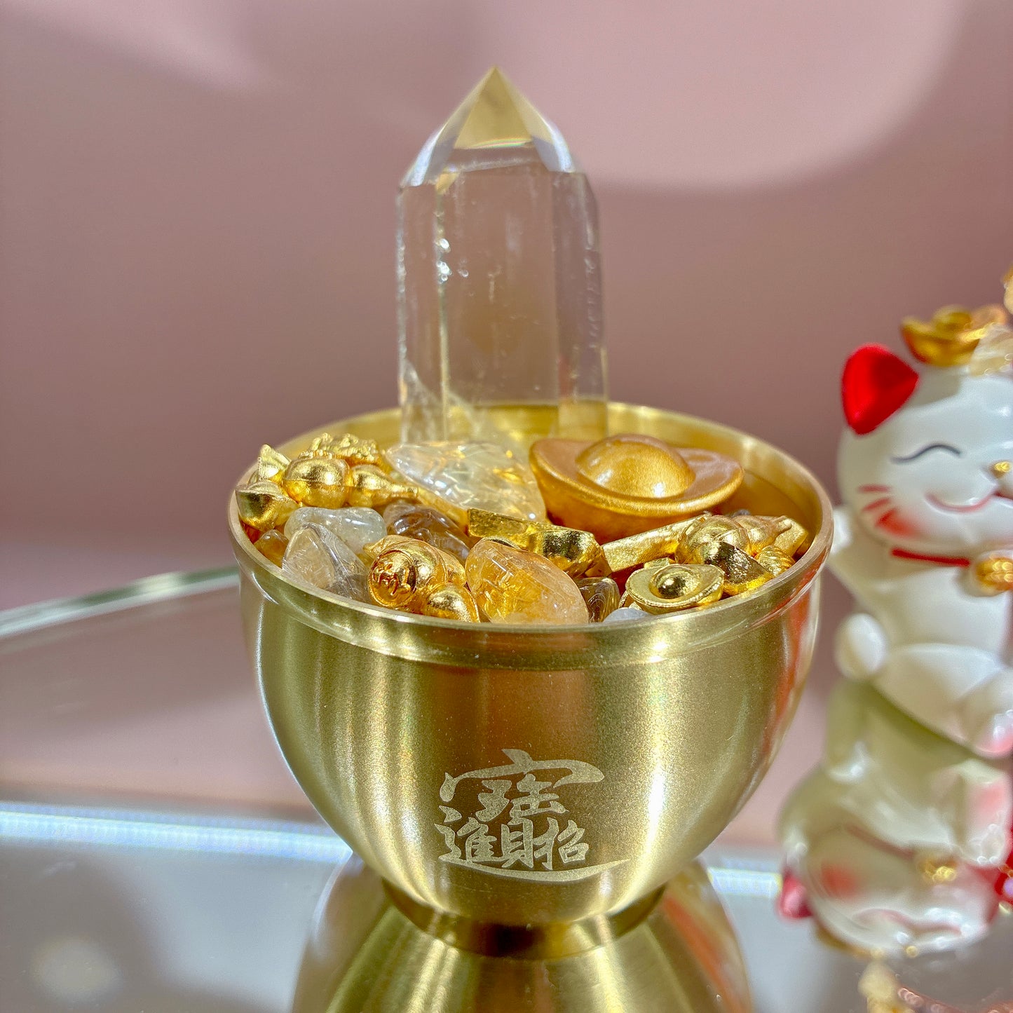 黃水晶柱聚寶盆