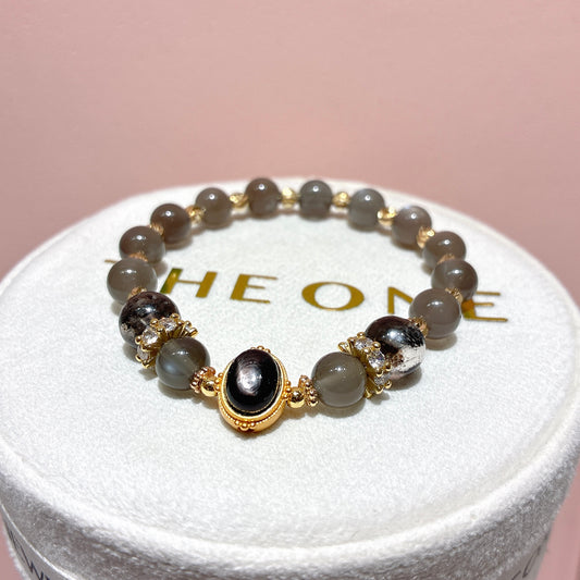 精品*黑月光石 x 金運石