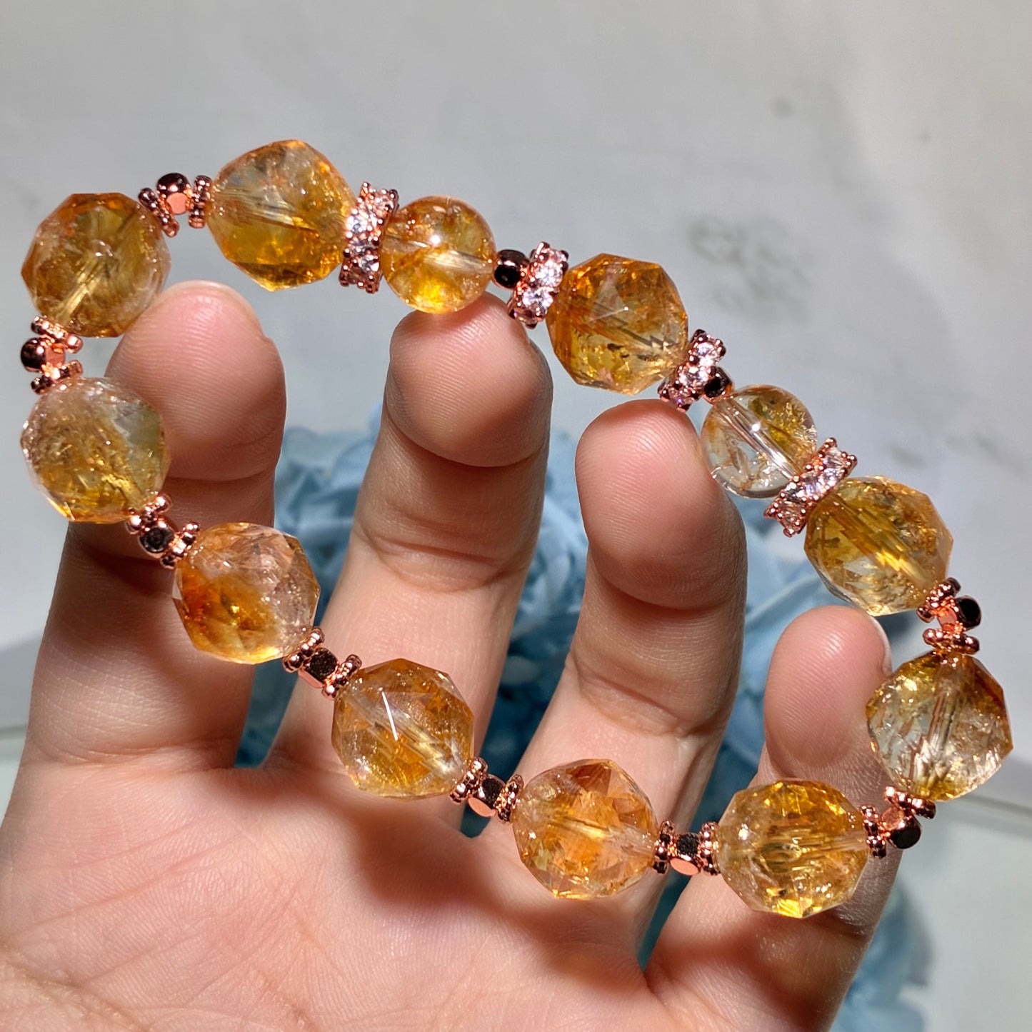 精品*黃水晶 x 黃膠花