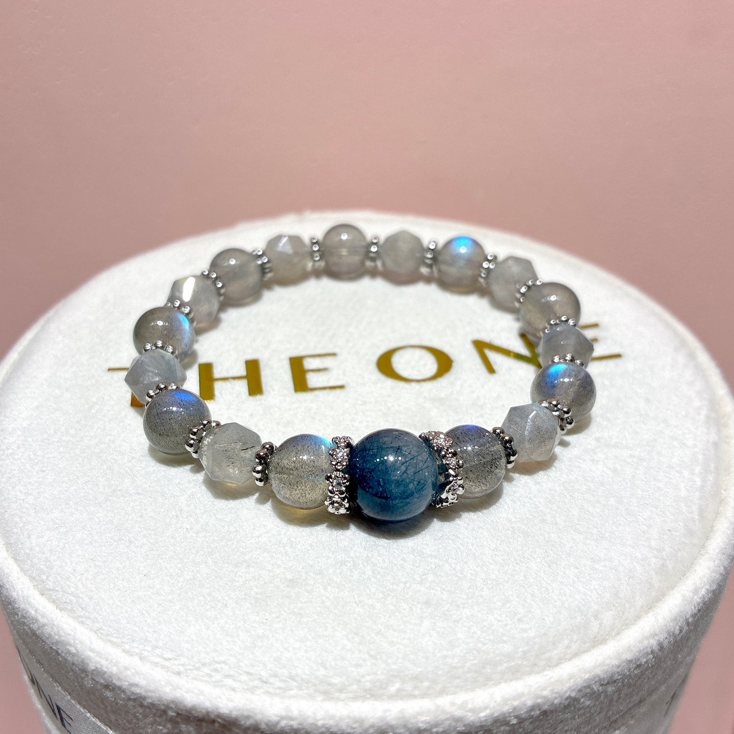 精品*拉長石 x 藍鋼絲兔毛