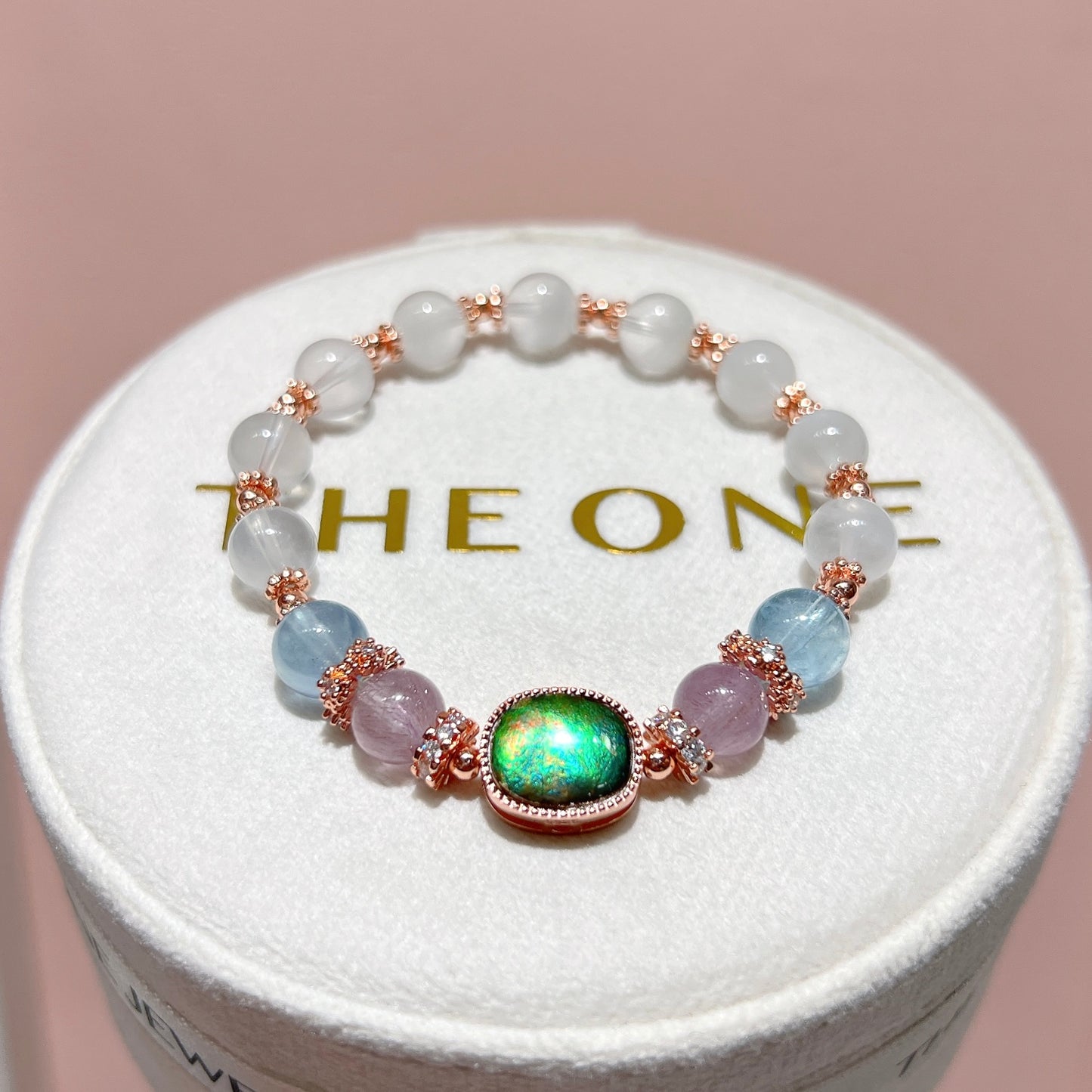 精品*灰藍兔毛 x 斑彩石