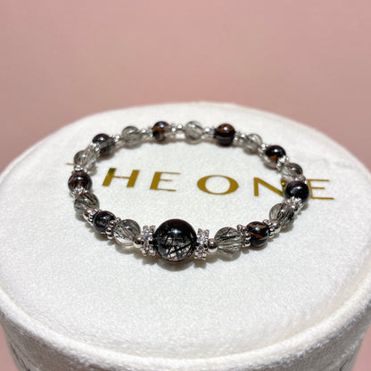 精品*黑順髮晶 x 黑銀鈦晶