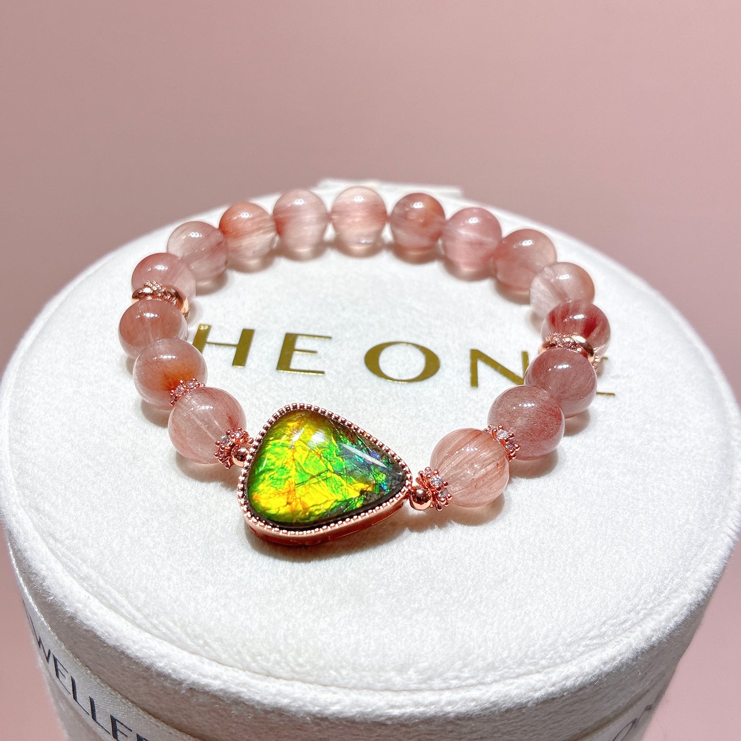 精品*粉兔毛 x 斑彩石