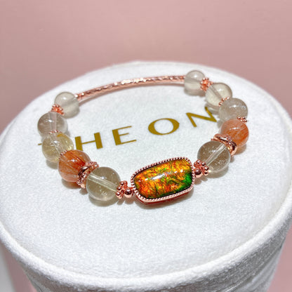 精品*紫煙黃隕石 x 斑彩石