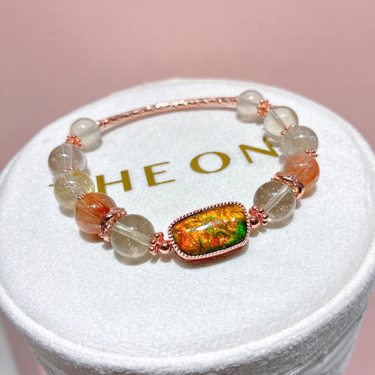 精品*紫煙黃隕石 x 斑彩石