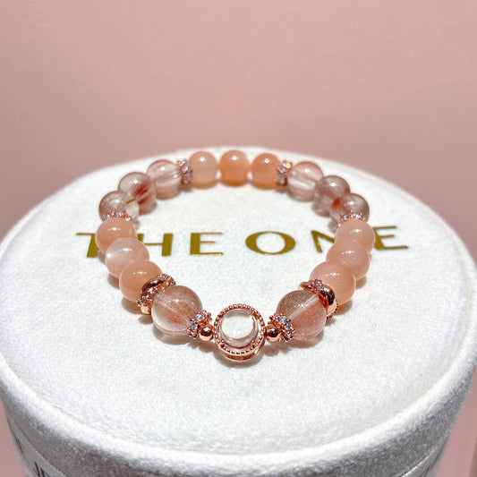 精品*粉橙月亮石 x 白水月