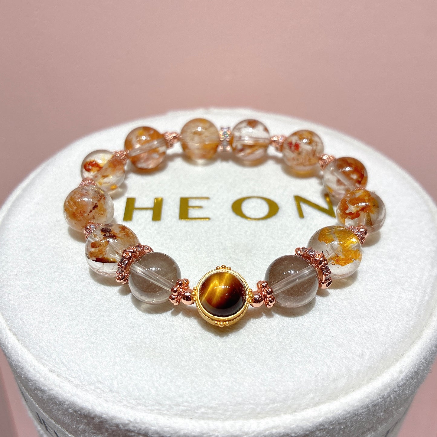精品*黃鐵礦共生膠花 x 黃虎眼