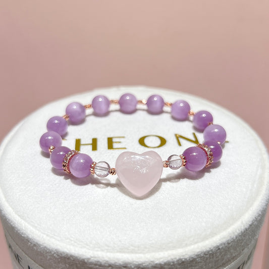 精品*紫鋰輝 x 粉晶愛心